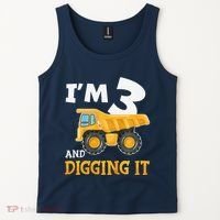 Three 3yr 3rd Birthday Construction Boy 3 Years Old Tank Top thumb 2