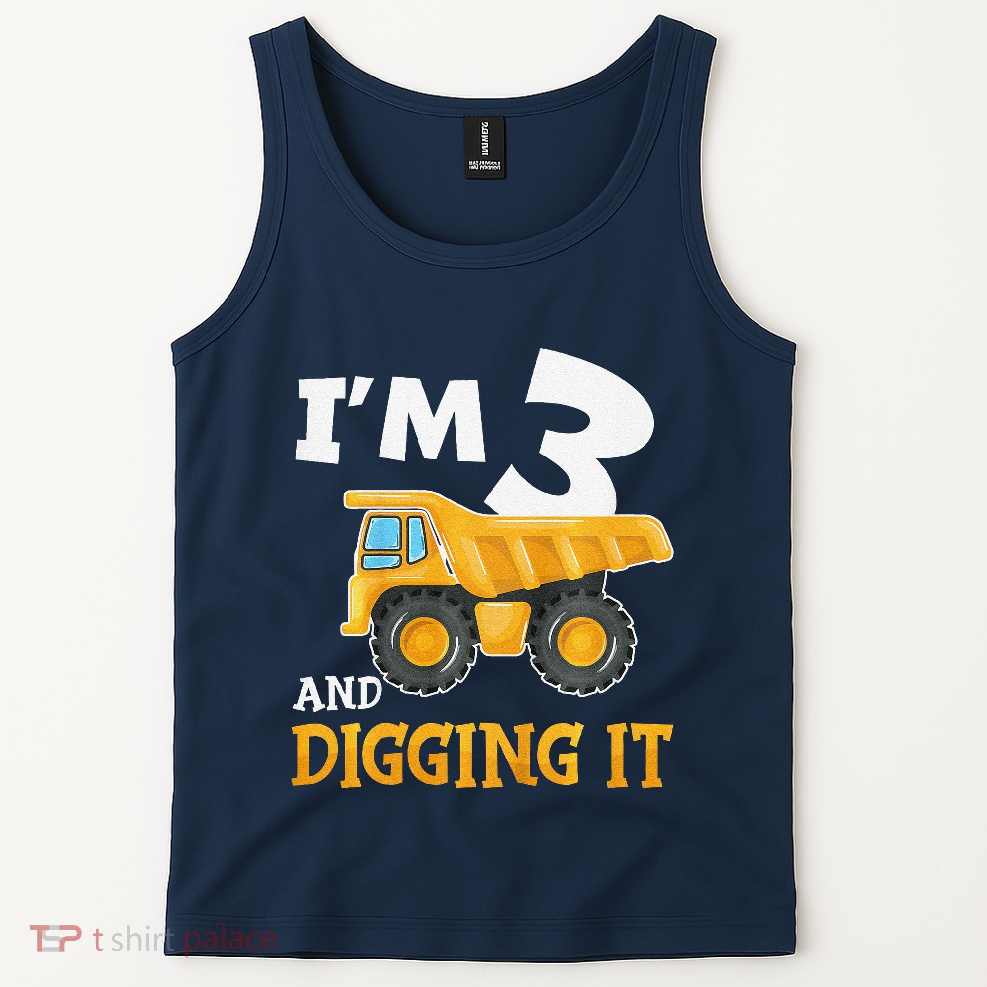 Three 3yr 3rd Birthday Construction Boy 3 Years Old Tank Top