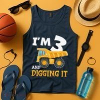 Three 3yr 3rd Birthday Construction Boy 3 Years Old Tank Top thumb 4