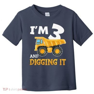 Three 3yr 3rd Birthday Construction Boy 3 Years Old Toddler T-Shirt