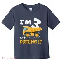 Three 3yr 3rd Birthday Construction Boy 3 Years Old Toddler T-Shirt thumb 0