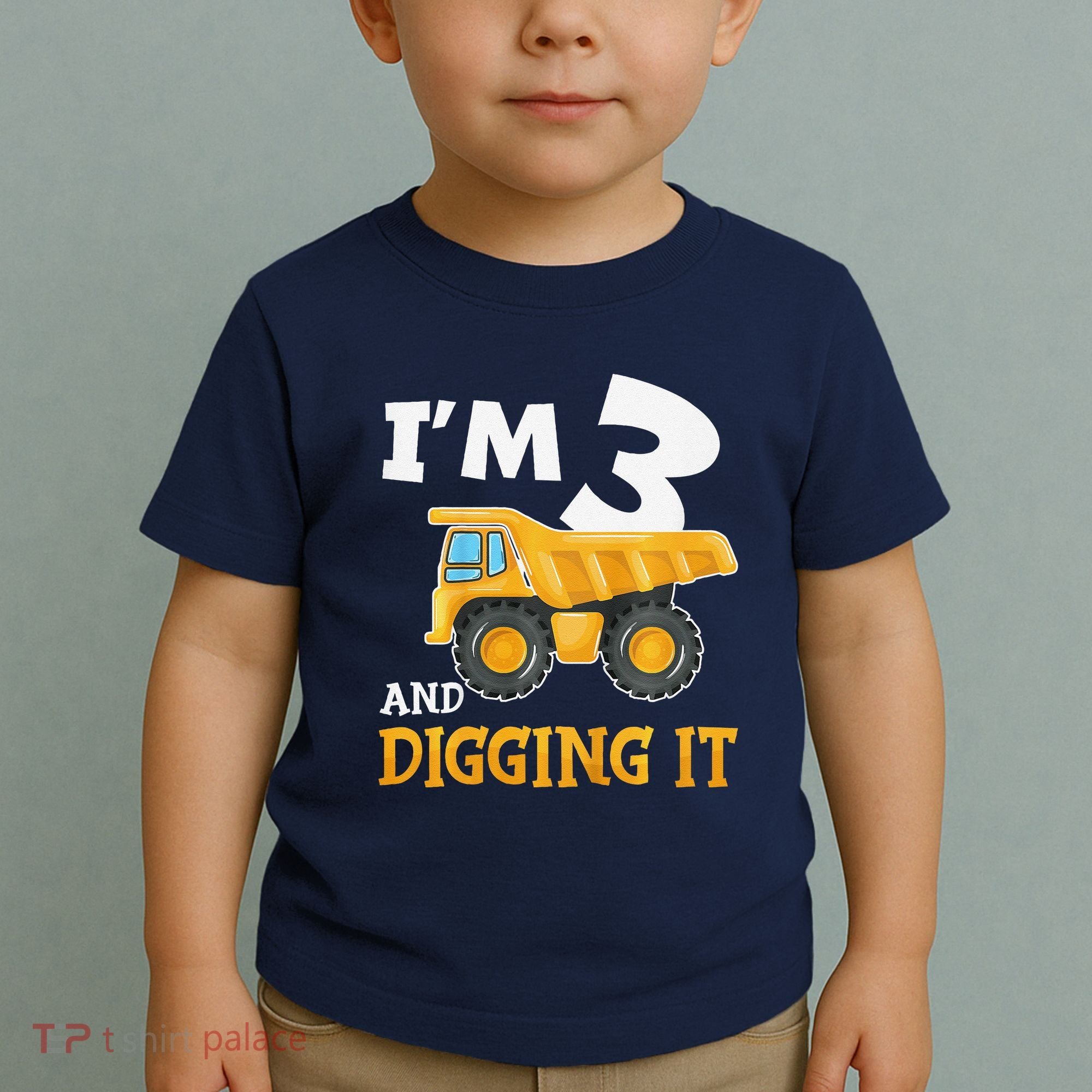Three 3yr 3rd Birthday Construction Boy 3 Years Old Toddler T-Shirt