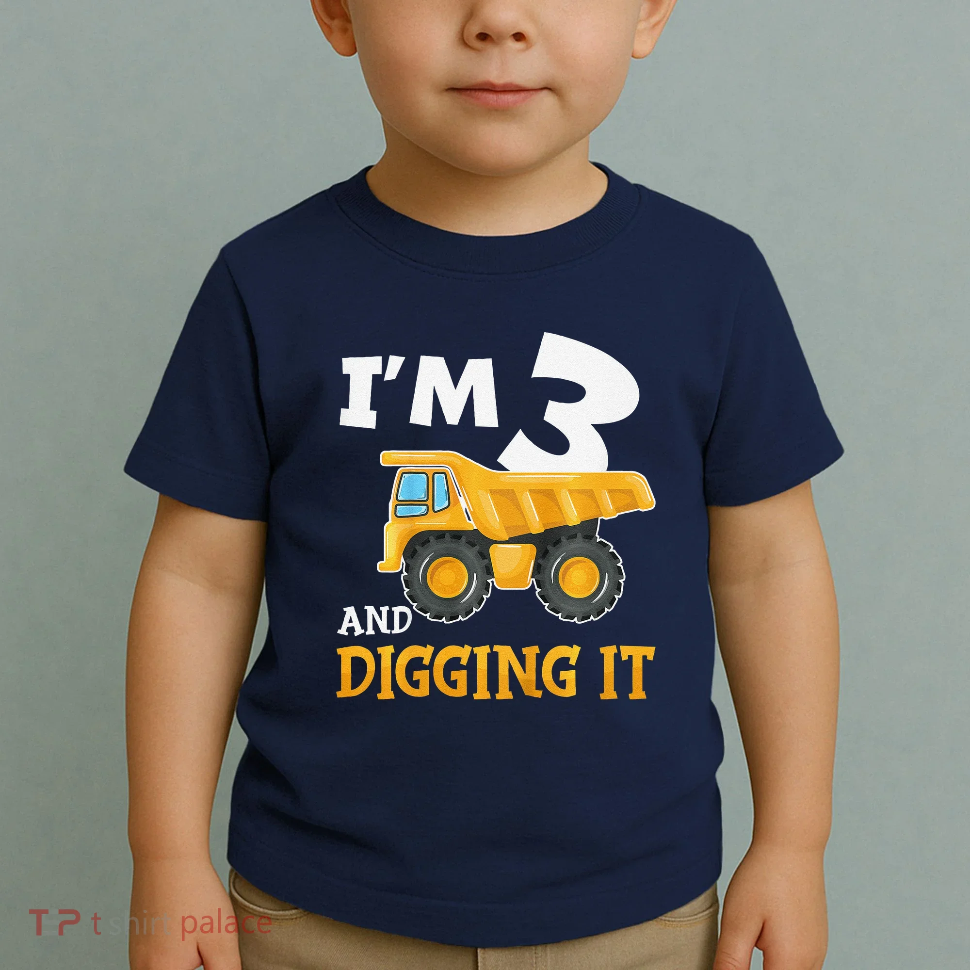 Three 3yr 3rd Birthday Construction Boy 3 Years Old Toddler T-Shirt