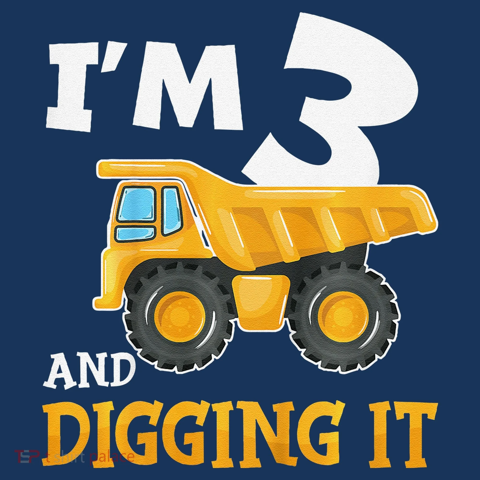 Three 3yr 3rd Birthday Construction Boy 3 Years Old Toddler T-Shirt