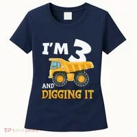 Three 3yr 3rd Birthday Construction Boy 3 Years Old Women's T-Shirt thumb 0