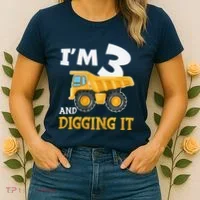 Three 3yr 3rd Birthday Construction Boy 3 Years Old Women's T-Shirt thumb 2