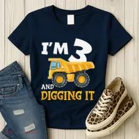 Three 3yr 3rd Birthday Construction Boy 3 Years Old Women's T-Shirt thumb 3