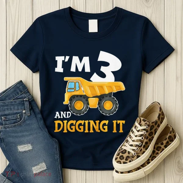 Three 3yr 3rd Birthday Construction Boy 3 Years Old Women's T-Shirt