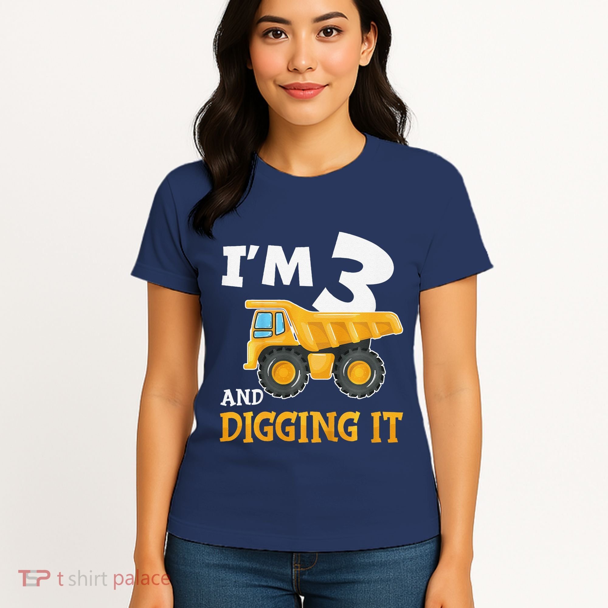 Three 3yr 3rd Birthday Construction Boy 3 Years Old Women's T-Shirt