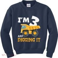 Three 3yr 3rd Birthday Construction Boy 3 Years Old Kids Sweatshirt thumb 0