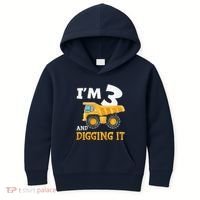 Three 3yr 3rd Birthday Construction Boy 3 Years Old Kids Hoodie thumb 0