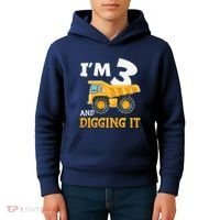 Three 3yr 3rd Birthday Construction Boy 3 Years Old Kids Hoodie thumb 4