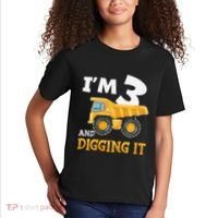 Three 3yr 3rd Birthday Construction Boy 3 Years Old Kids T-Shirt thumb 2