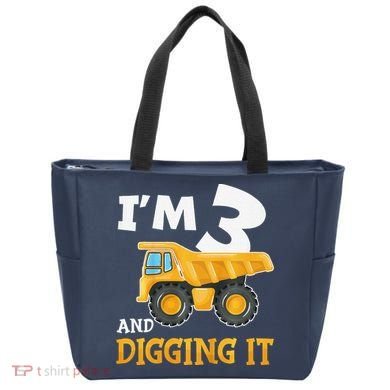 Three 3yr 3rd Birthday Construction Boy 3 Years Old Tote Bag