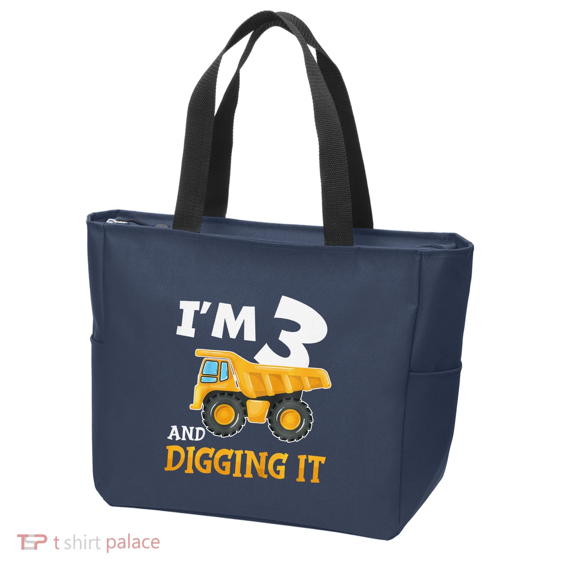 Three 3yr 3rd Birthday Construction Boy 3 Years Old Tote Bag