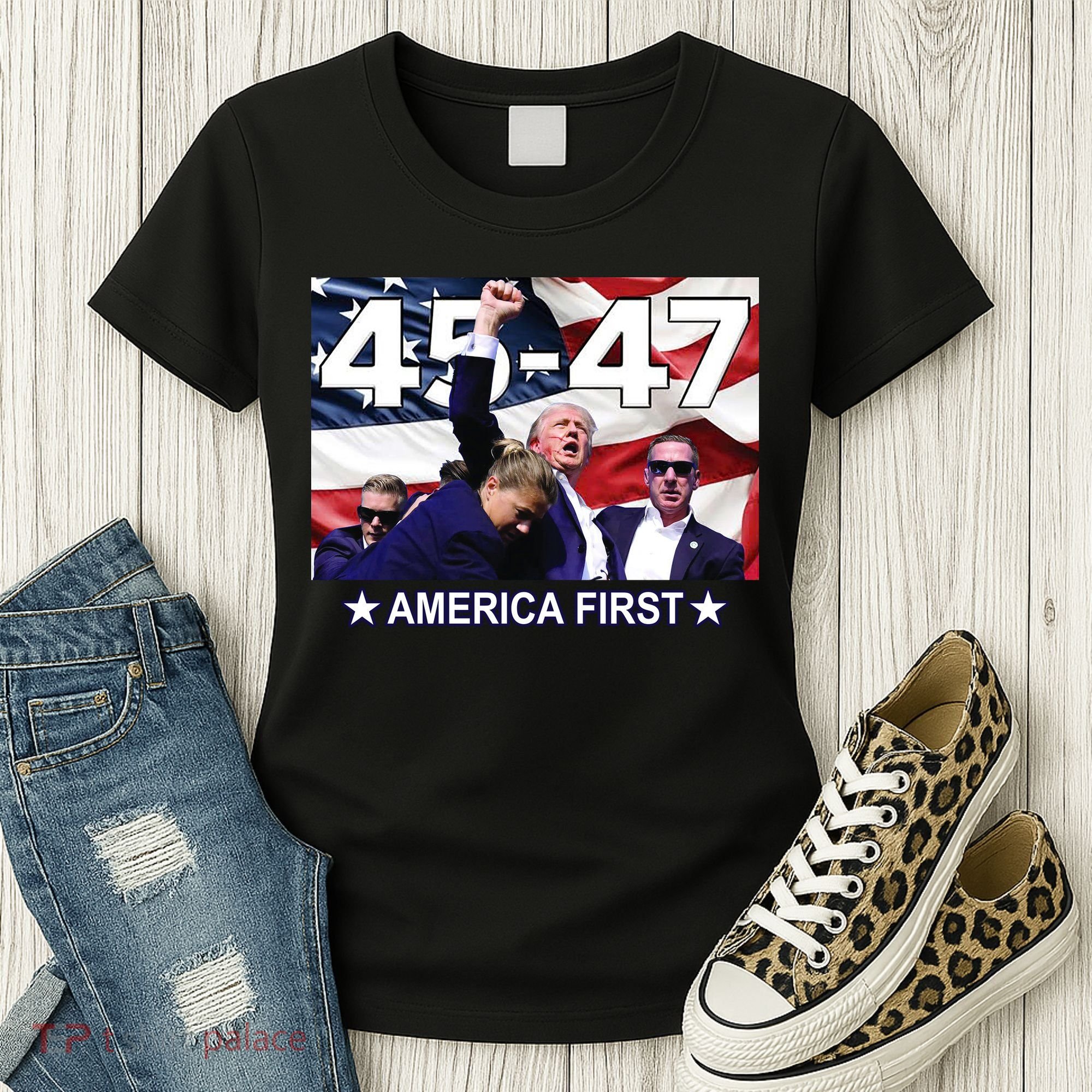Trump 45 – 47 America First Women's T-Shirt