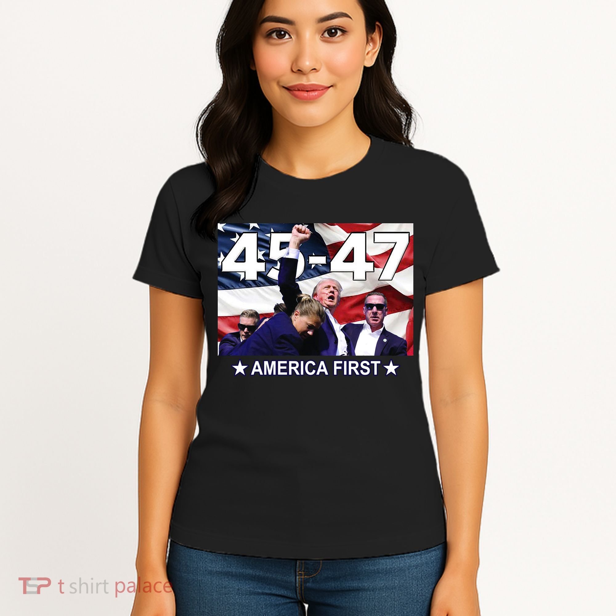 Trump 45 – 47 America First Women's T-Shirt