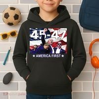 Trump 45 – 47 America First Kids Hoodie thumb 2