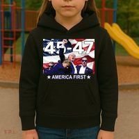 Trump 45 – 47 America First Kids Hoodie thumb 3