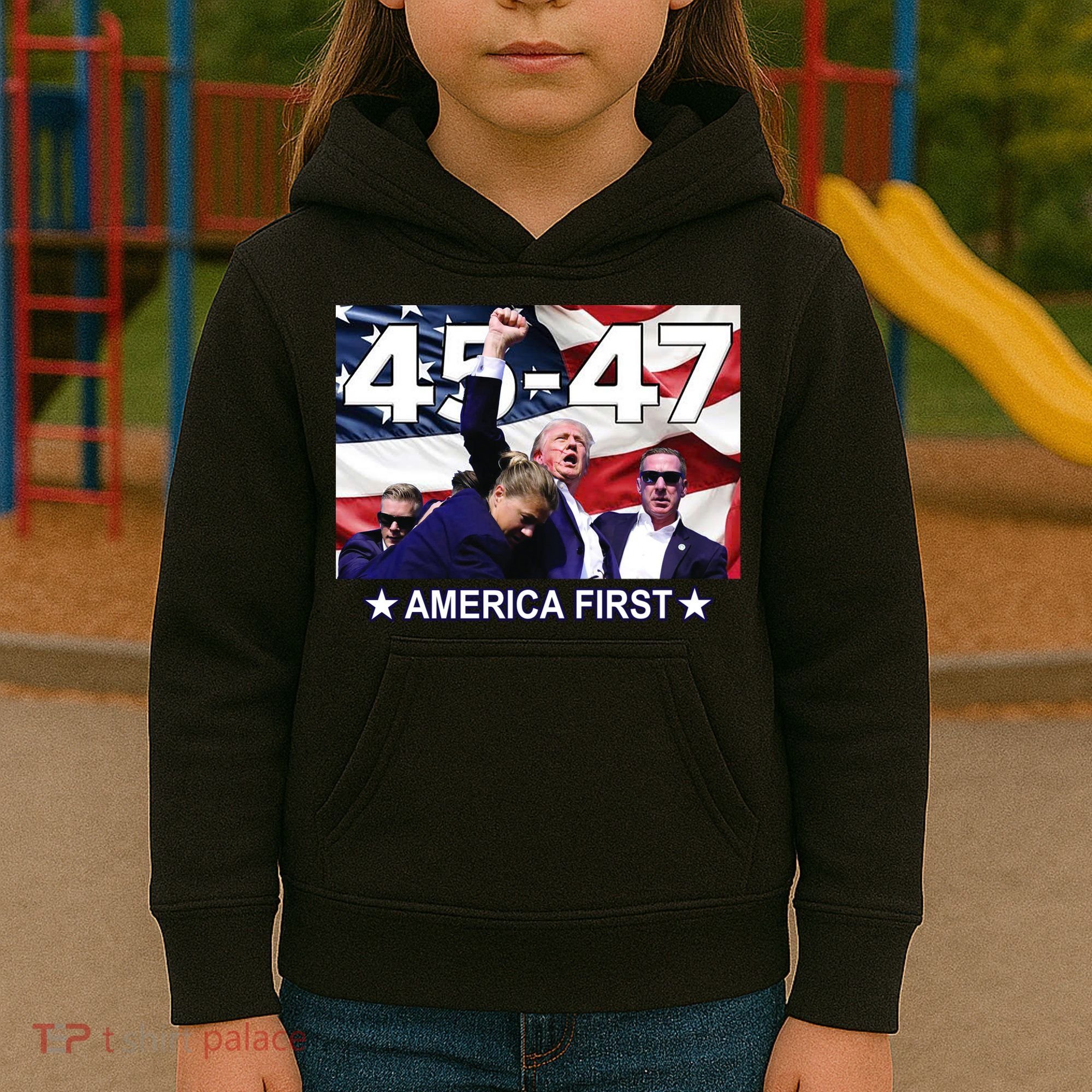 Trump 45 – 47 America First Kids Hoodie