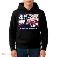 Trump 45 – 47 America First Kids Hoodie thumb 4