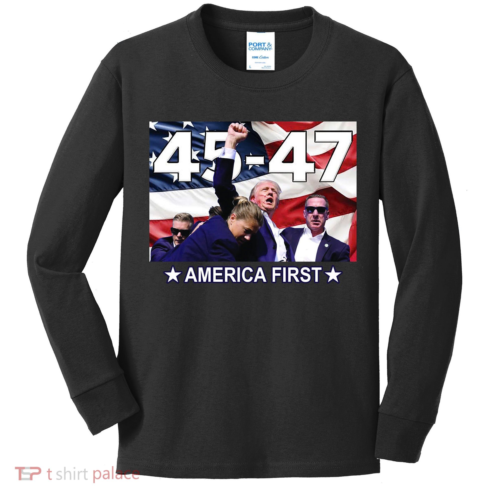 Trump 45 – 47 America First Kids Long Sleeve Shirt