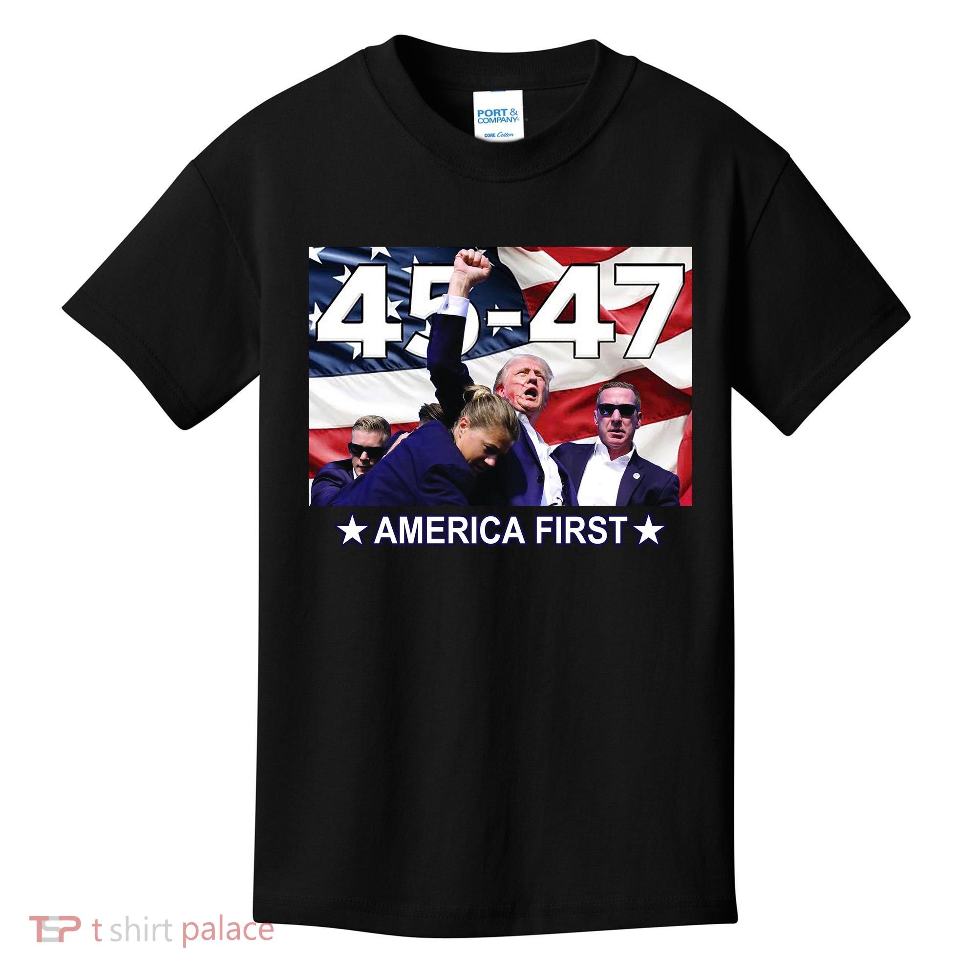 Trump 45 – 47 America First Kids T-Shirt