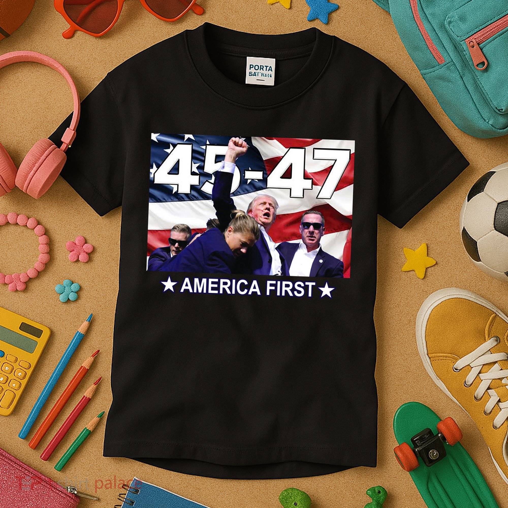 Trump 45 – 47 America First Kids T-Shirt