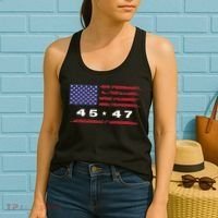 Trump 45 47 American Flag Grunge Distressed 2024 Maga Pocket Women's Tank Top thumb 2