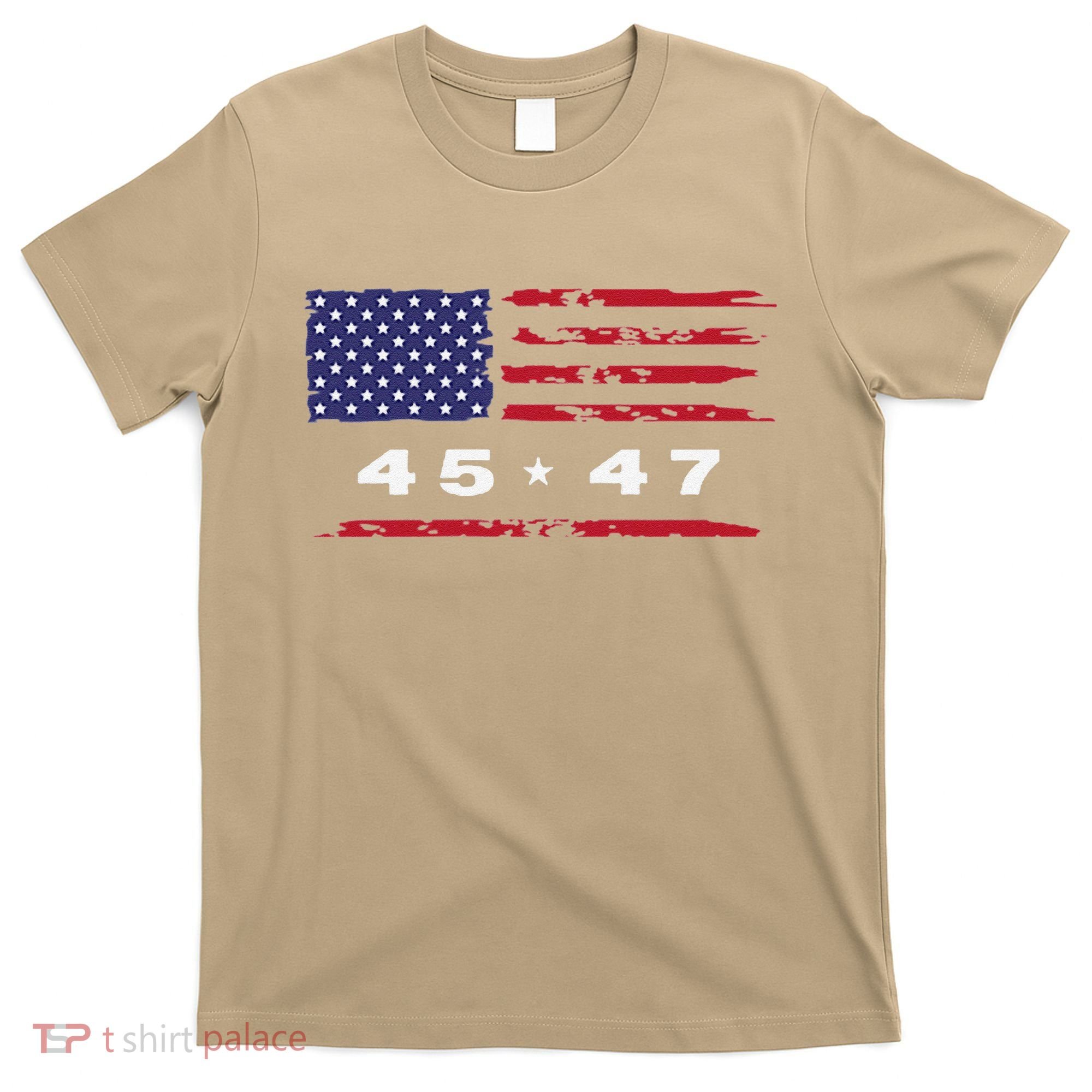 Trump 45 47 American Flag Grunge Distressed 2024 Maga Pocket T-Shirt