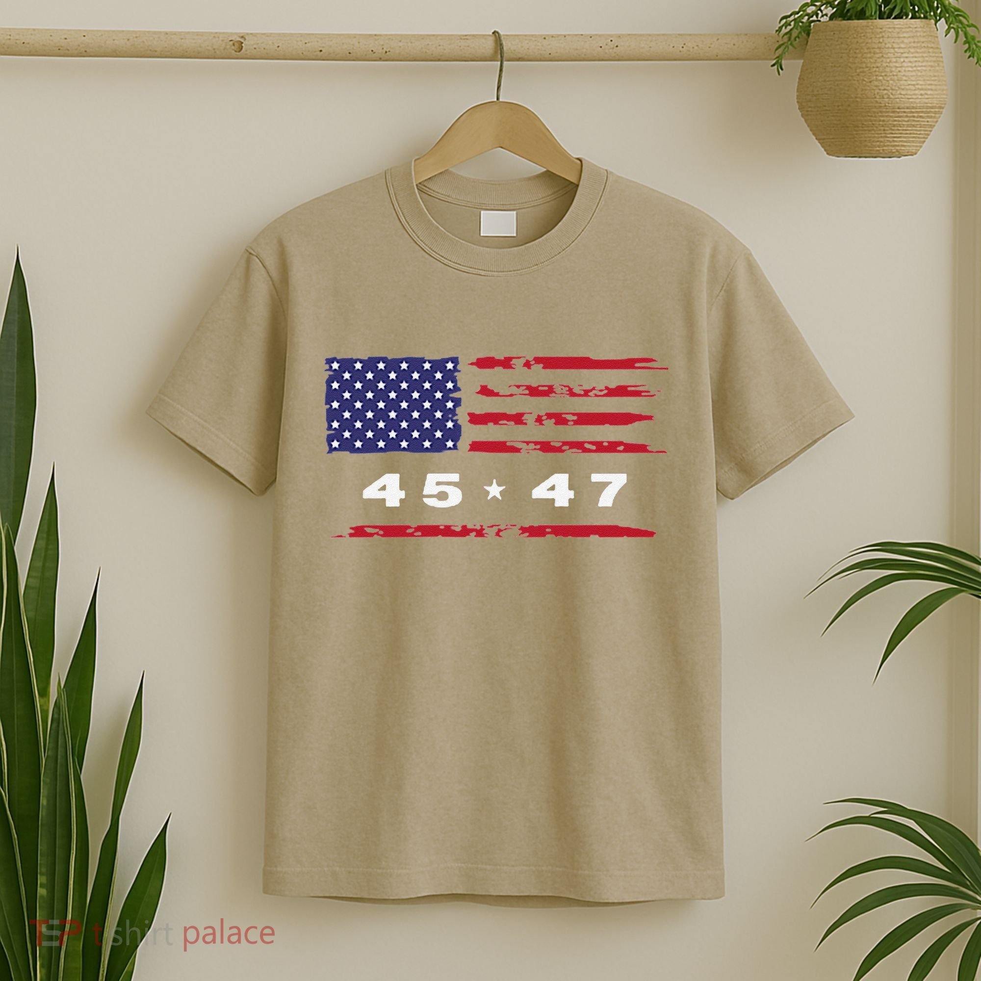 Trump 45 47 American Flag Grunge Distressed 2024 Maga Pocket T-Shirt