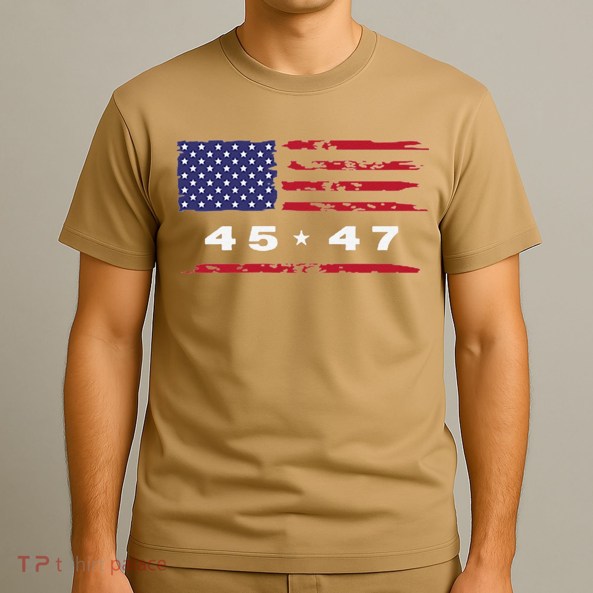 Trump 45 47 American Flag Grunge Distressed 2024 Maga Pocket T-Shirt