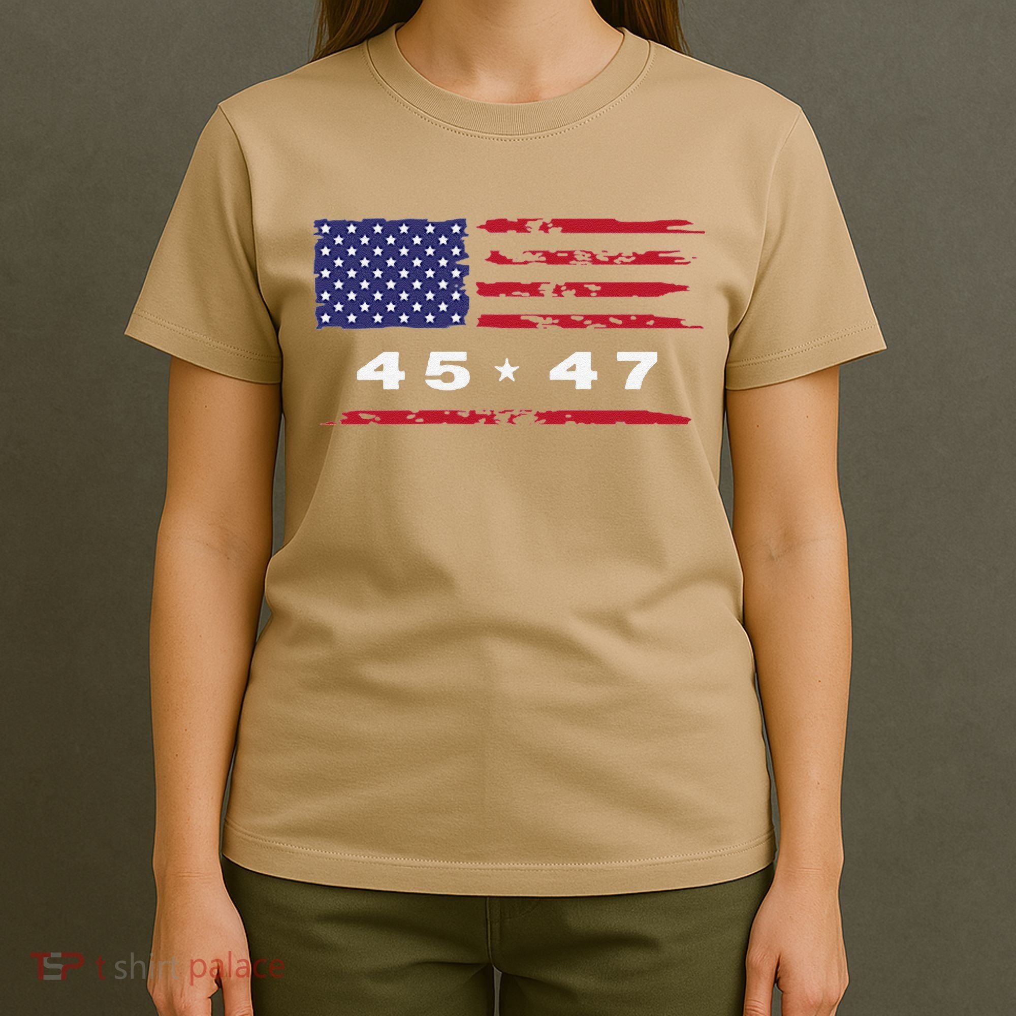 Trump 45 47 American Flag Grunge Distressed 2024 Maga Pocket T-Shirt