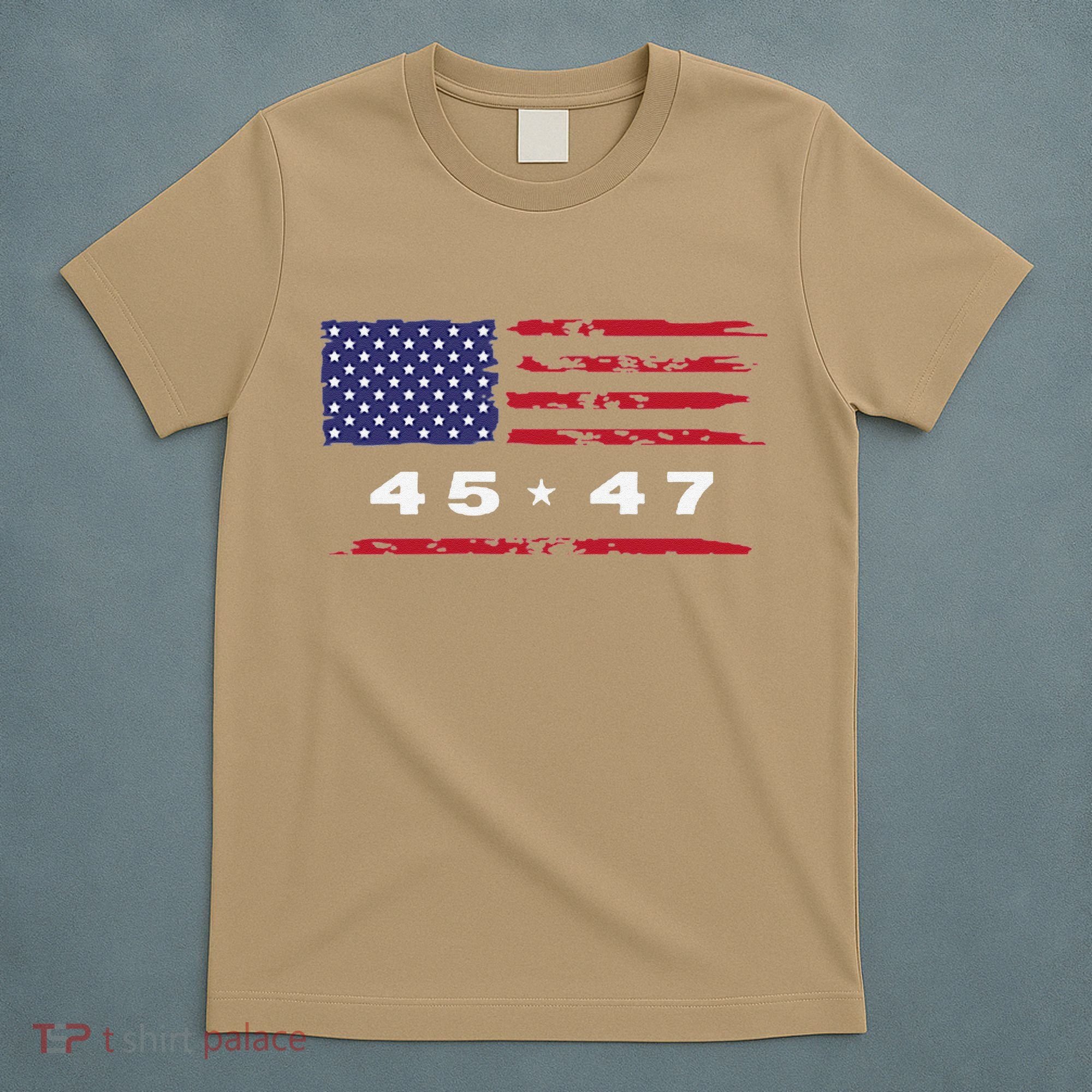 Trump 45 47 American Flag Grunge Distressed 2024 Maga Pocket T-Shirt