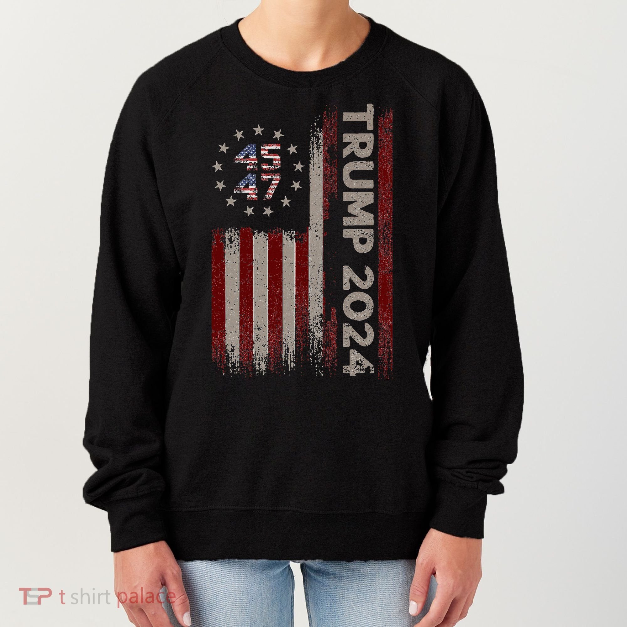 Trump 45/47 American Flag 2024 Women's Sweatshirt