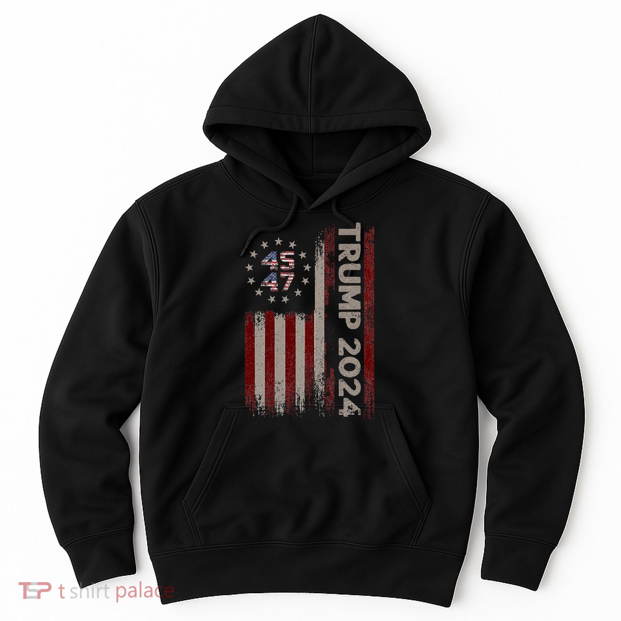 Trump 45/47 American Flag 2024 Hoodie