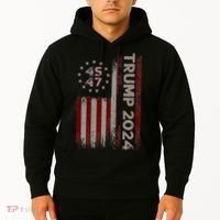 Trump 45/47 American Flag 2024 Hoodie thumb 2