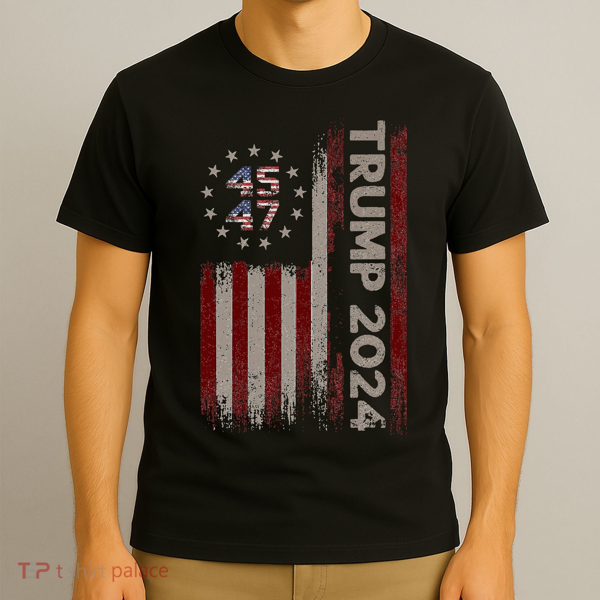 Trump 45/47 American Flag 2024 T-Shirt