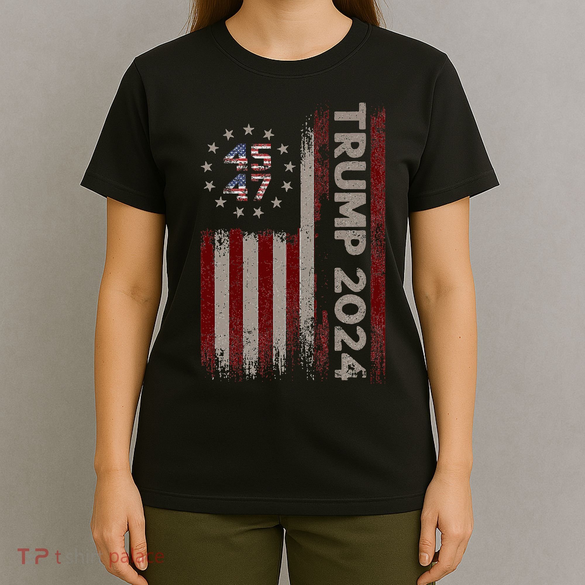 Trump 45/47 American Flag 2024 T-Shirt