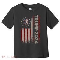 Trump 45/47 American Flag 2024 Toddler T-Shirt thumb 0