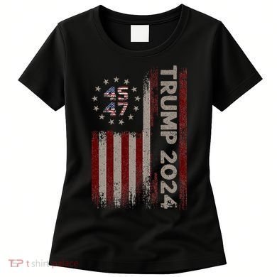 Trump 45/47 American Flag 2024 Women's T-Shirt