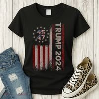 Trump 45/47 American Flag 2024 Women's T-Shirt thumb 3
