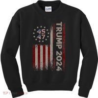 Trump 45/47 American Flag 2024 Kids Sweatshirt thumb 0
