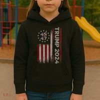 Trump 45/47 American Flag 2024 Kids Hoodie thumb 3