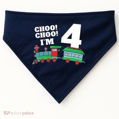 Train 4th Birthday Boy Train 4 Year Old Four USA-Made Doggie Bandana
