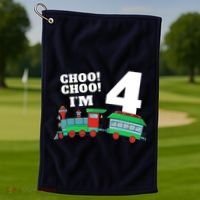 Train 4th Birthday Boy Train 4 Year Old Four Golf Towel thumb 1