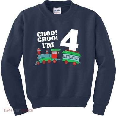 Train 4th Birthday Boy Train 4 Year Old Four Kids Sweatshirt