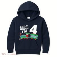 Train 4th Birthday Boy Train 4 Year Old Four Kids Hoodie thumb 0