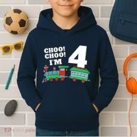 Train 4th Birthday Boy Train 4 Year Old Four Kids Hoodie thumb 2