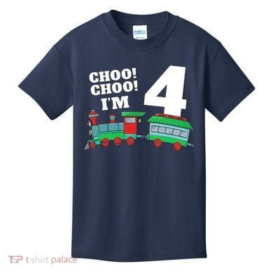 Train 4th Birthday Boy Train 4 Year Old Four Kids T-Shirt